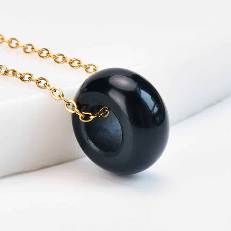 Buddha Stones Natural Rose Quartz Green Aventurine Round Crystal Healing Necklace - Natural Black Obsidian(Color May Vary) - image 22
