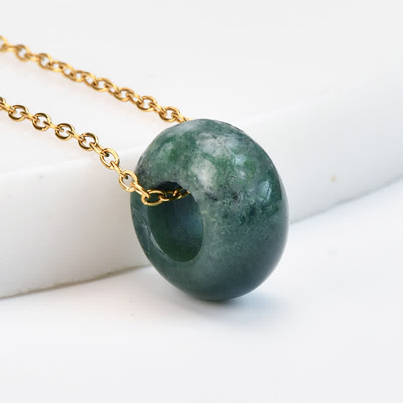 Buddha Stones Natural Rose Quartz Green Aventurine Round Crystal Healing Necklace - Natural Moss Agate(Color May Vary) - image 18