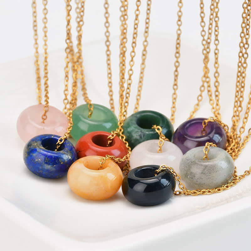 Buddha Stones Natural Rose Quartz Green Aventurine Round Crystal Healing Necklace - image 1