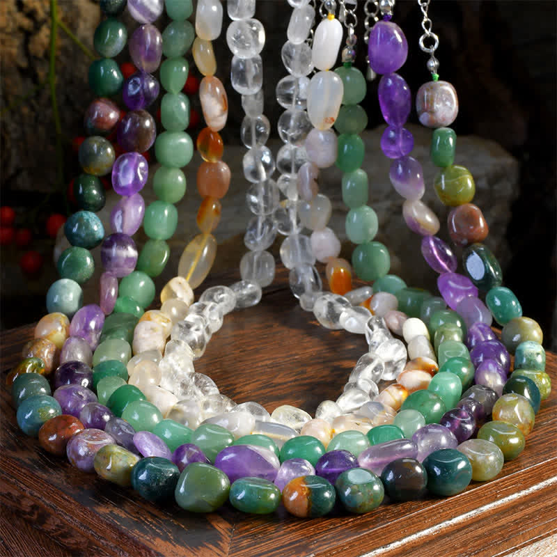 Buddha Stones Natural Indian Agate Irregular Shapes Crystal Bead Positive Necklace - image 12