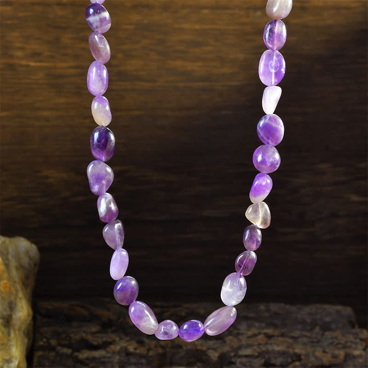 Buddha Stones Natural Indian Agate Irregular Shapes Crystal Bead Positive Necklace - Natural Amethyst(Color May Vary) - image 9