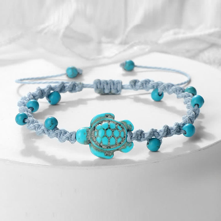 Buddha Stones Turquoise Turtle Design Braided Rope Protection Bracelet - Gray Rope - image 20