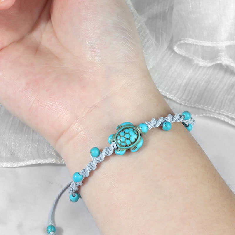 Buddha Stones Turquoise Turtle Design Braided Rope Protection Bracelet - image 23