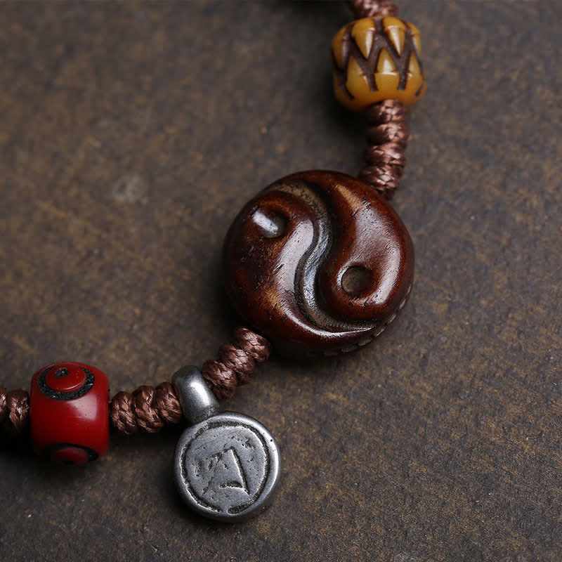 Buddha Stones Bone Yin Yang Braided Rope Balance Bracelet - image 4