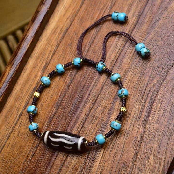 Buddha Stones Dzi Beads South Red Agate Braided Rope Protection Bracelet - Coconut Bead(Wrist Circumference:17-23cm) - image 6