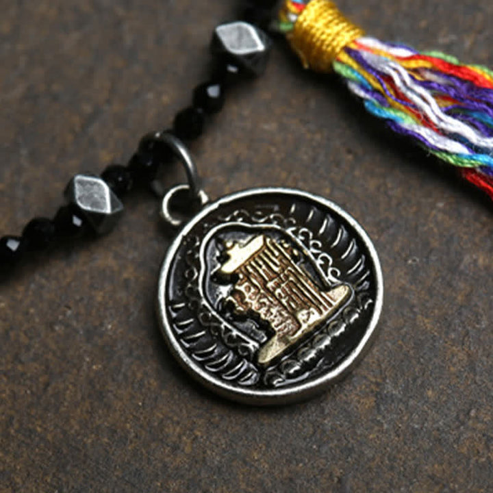 Buddha Stones Black Spinel Turquoise Beads Strength Necklace - image 8
