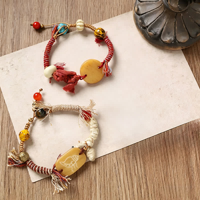 Buddha Stones Bone Fu Character Braided Rope Peace Bracelet - image 8