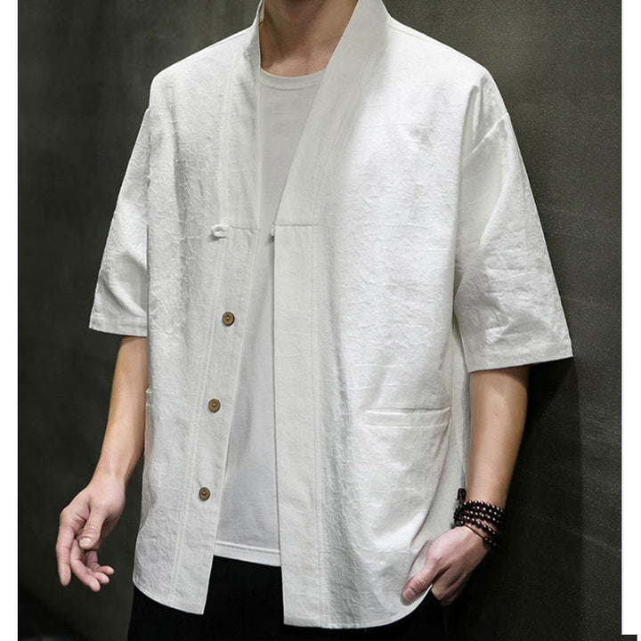 Buddha Stones Summer V-Neck Buttons Shattered Pattern Men's Short Sleeve Shirt With Pockets - image 31