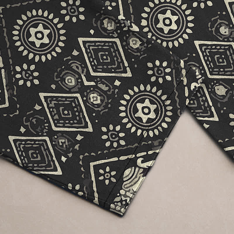 Buddha Stones Cotton Ivory Elephant Mandala Geometry Pattern Men's Tapered Pants With Pockets - image 3