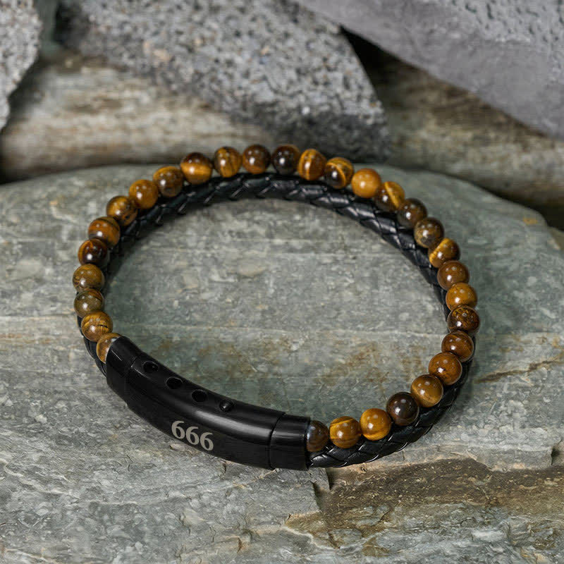 Buddha Stones Tiger Eye Angel Numbers Double Wrap Leather Faith Bracelet - image 28