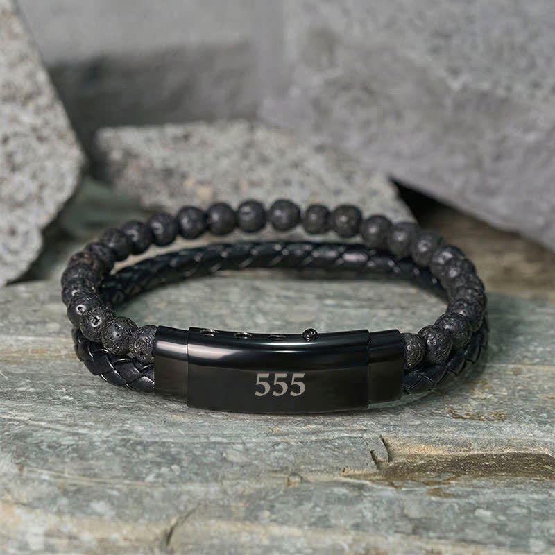 Buddha Stones Lava Rock Angel Numbers Double Wrap Leather Faith Bracelet - image 28