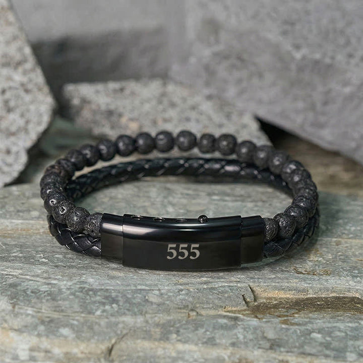 Buddha Stones Lava Rock Angel Numbers Double Wrap Leather Faith Bracelet - image 28