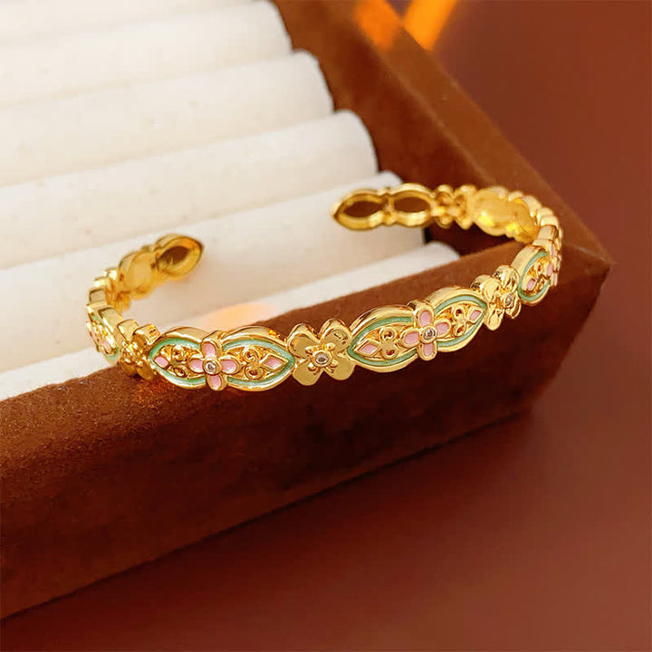 Buddha Stones Copper Enamel Floral Balance Cuff Bracelet - Copper(Connection♥Grounding) - image 0