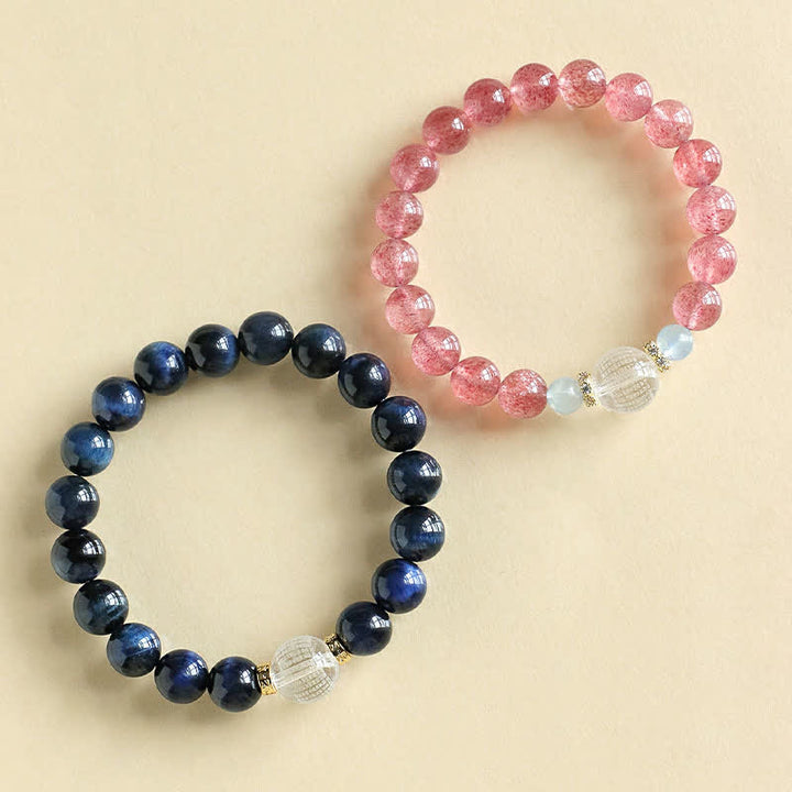 Buddha Stones Strawberry Quartz Blue Tiger Eye Positive Bracelet - image 10