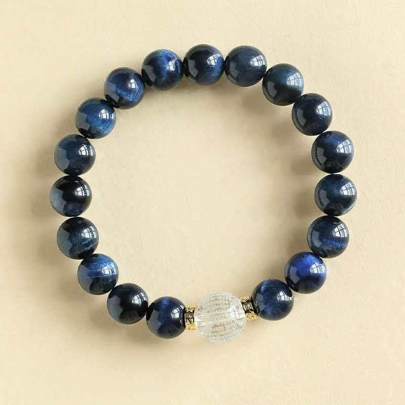 Buddha Stones Strawberry Quartz Blue Tiger Eye Positive Bracelet - Blue Tiger Eye(Wrist Circumference:16–17 cm) - image 5