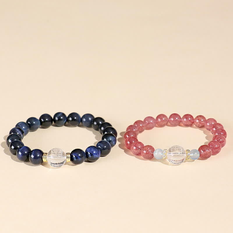 Buddha Stones Strawberry Quartz Blue Tiger Eye Positive Bracelet - image 11