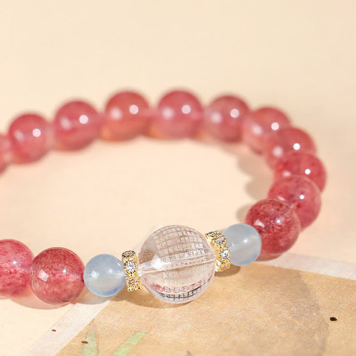 Buddha Stones Strawberry Quartz Blue Tiger Eye Positive Bracelet - image 2