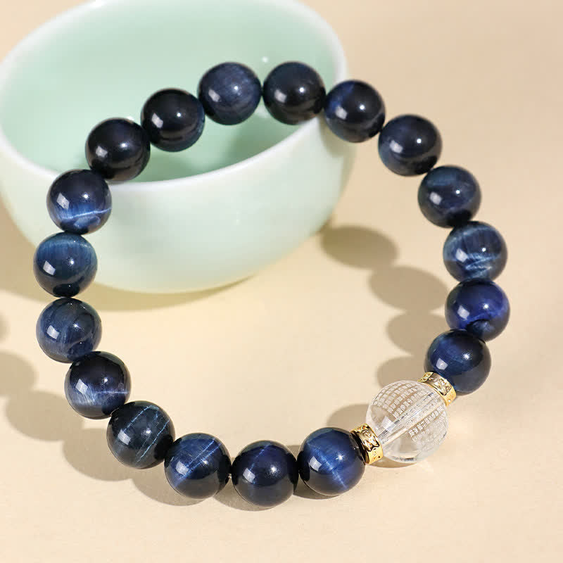 Buddha Stones Strawberry Quartz Blue Tiger Eye Positive Bracelet - image 6