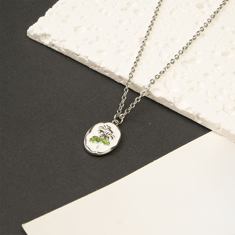 Buddha Stones Titanium Steel Birth Flower Strengthen Pendant Necklace - Chrysanthemum - Silvery Titanium Steel - image 24