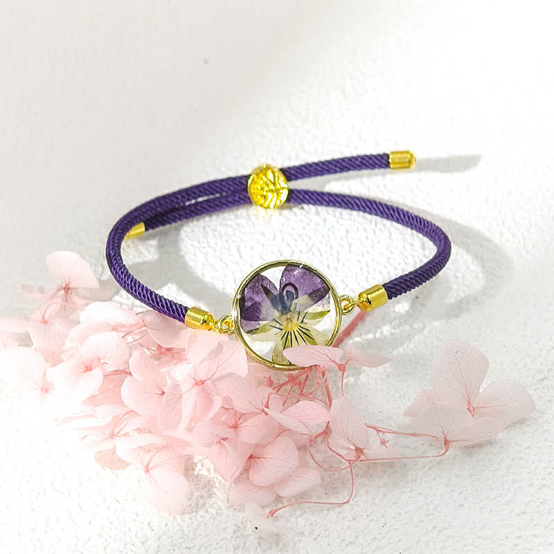 Buddha Stones Resin Handmade Birth Flower Adjustable Braided Rope Bracelet - image 1