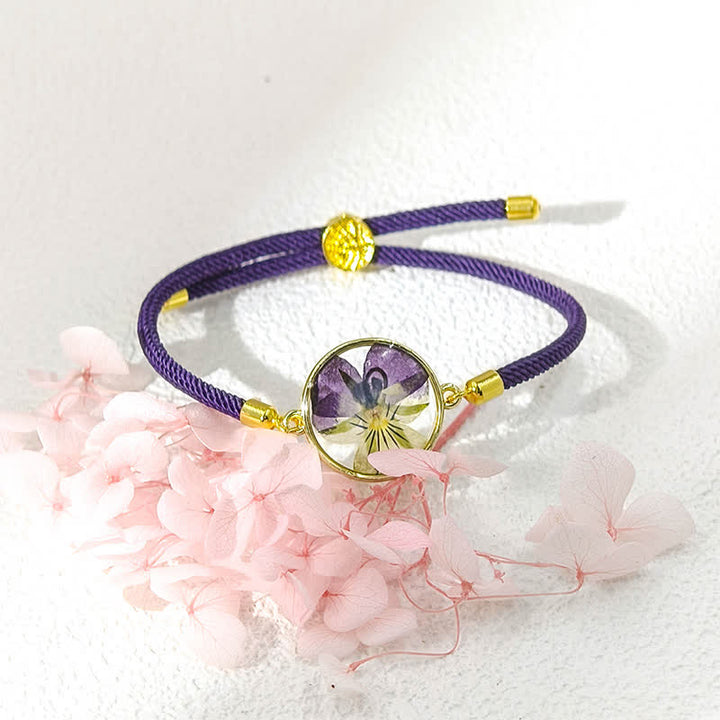 Buddha Stones Resin Handmade Birth Flower Adjustable Braided Rope Bracelet - image 1