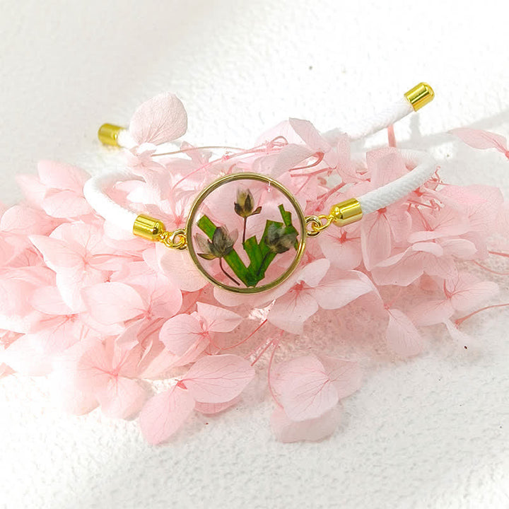 Buddha Stones Resin Handmade Birth Flower Adjustable Braided Rope Bracelet - Snowdrop(Wrist Circumference:17–22 cm) - image 4