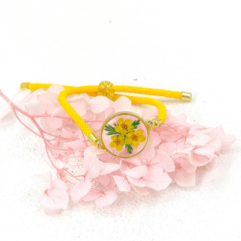 Buddha Stones Resin Handmade Birth Flower Adjustable Braided Rope Bracelet - Narcissus(Wrist Circumference:17–22 cm) - image 5