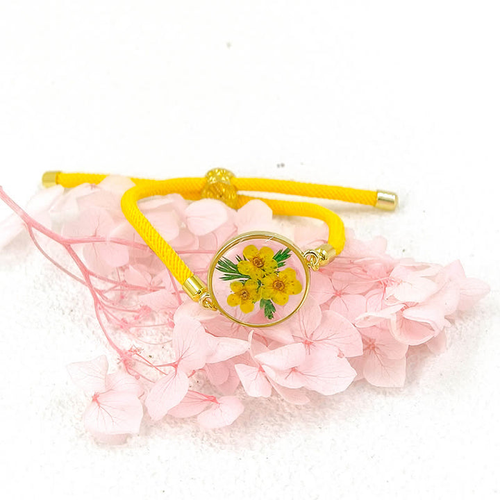 Buddha Stones Resin Handmade Birth Flower Adjustable Braided Rope Bracelet - Narcissus(Wrist Circumference:17–22 cm) - image 5