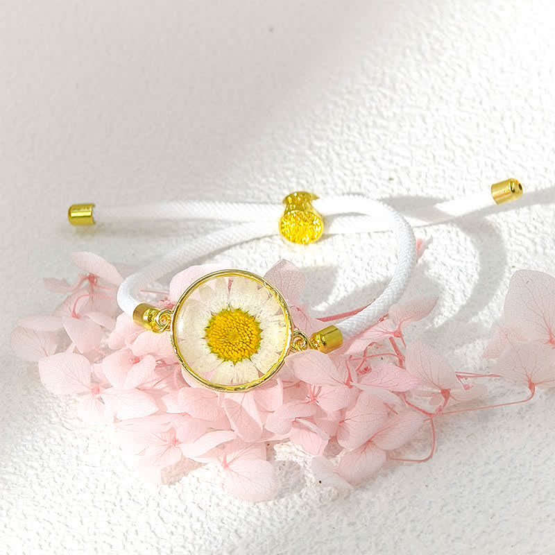 Buddha Stones Resin Handmade Birth Flower Adjustable Braided Rope Bracelet - Daisy(Wrist Circumference:17–22 cm) - image 6