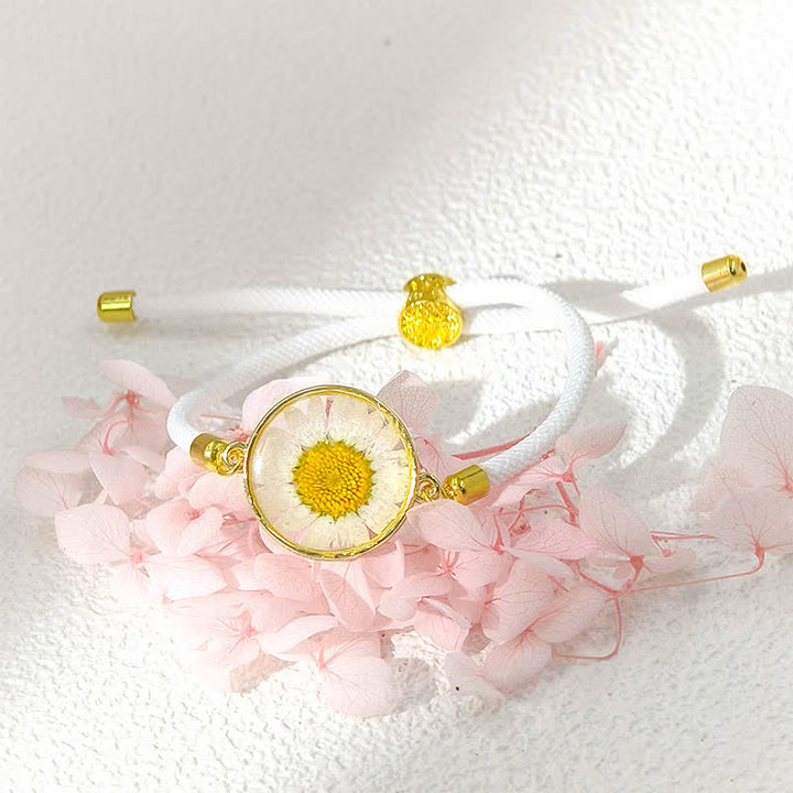 Buddha Stones Resin Handmade Birth Flower Adjustable Braided Rope Bracelet - Daisy(Wrist Circumference:17–22 cm) - image 6