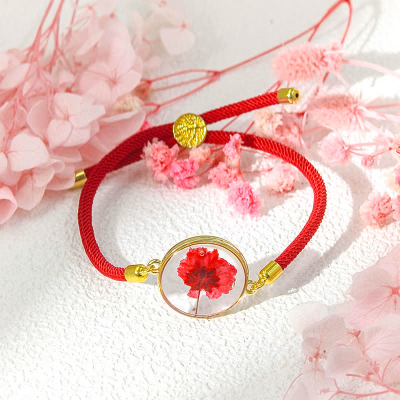Buddha Stones Resin Handmade Birth Flower Adjustable Braided Rope Bracelet - Rose(Wrist Circumference:17–22 cm) - image 8