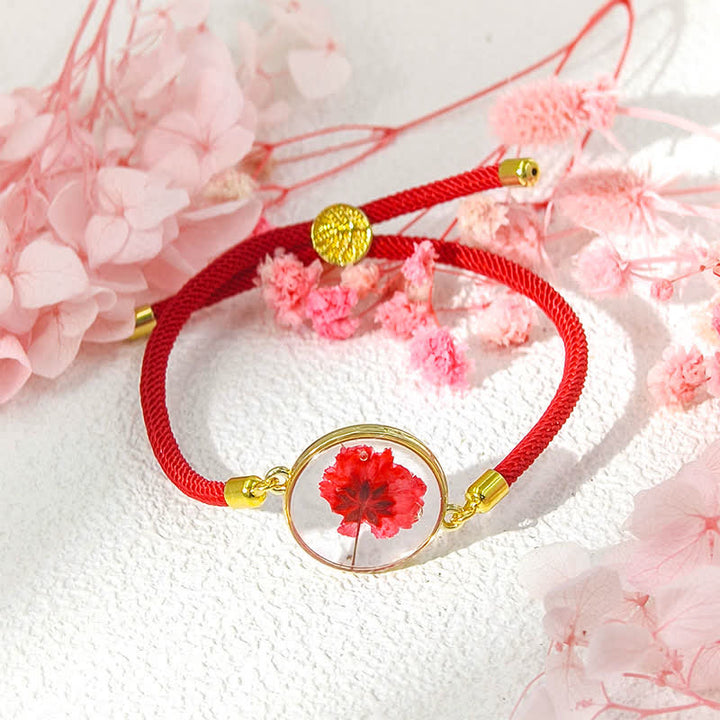 Buddha Stones Resin Handmade Birth Flower Adjustable Braided Rope Bracelet - Rose(Wrist Circumference:17–22 cm) - image 8
