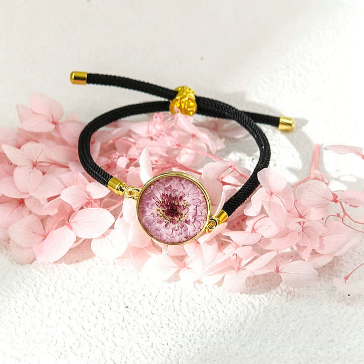 Buddha Stones Resin Handmade Birth Flower Adjustable Braided Rope Bracelet - Chrysanthemum(Wrist Circumference:17–22 cm) - image 13