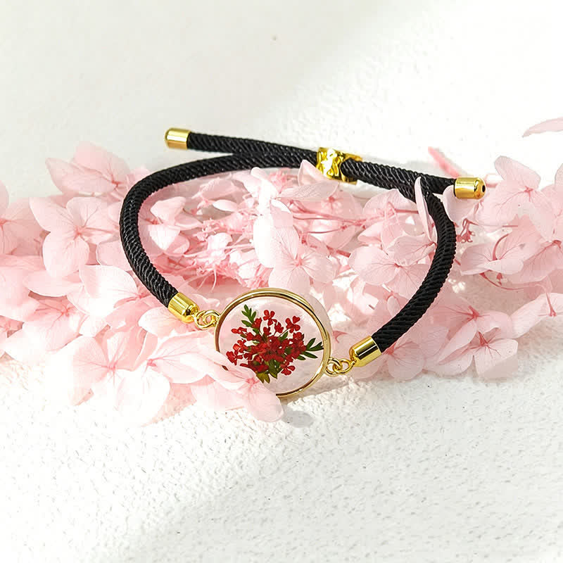 Buddha Stones Resin Handmade Birth Flower Adjustable Braided Rope Bracelet - Holly(Wrist Circumference:17–22 cm) - image 14