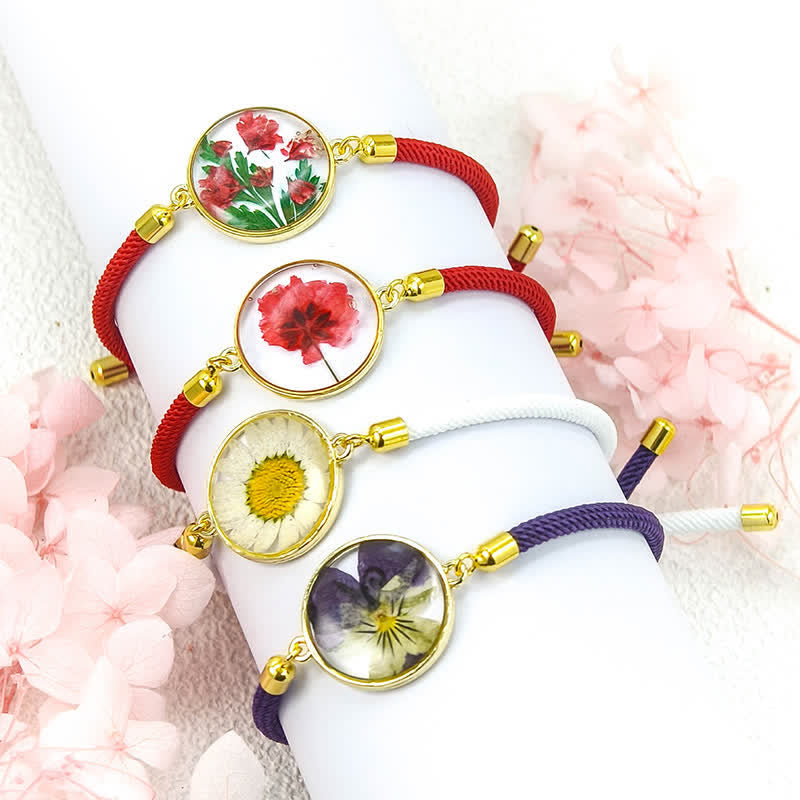 Buddha Stones Resin Handmade Birth Flower Adjustable Braided Rope Bracelet - image 15