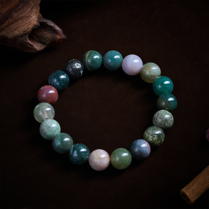 Buddha Stones Natural Stone Sea Sediment Jasper Agate Protection Peace Bracelet - 10mm(Wrist Circumference:16-17cm) - image 9