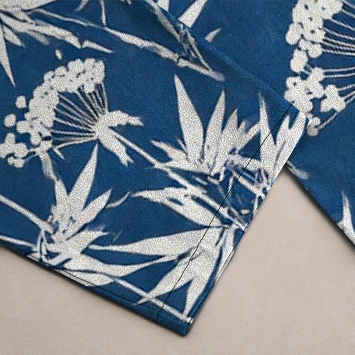 Buddha Stones Cotton Bamboo Leaf Floral Pattern Men's Tapered Pants With Pockets - image 3