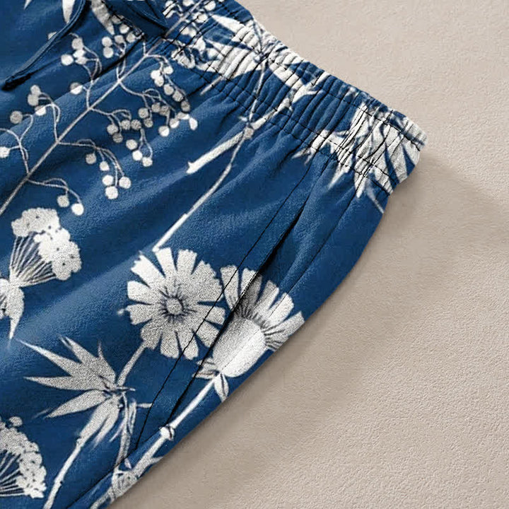Buddha Stones Cotton Bamboo Leaf Floral Pattern Men's Tapered Pants With Pockets - image 2