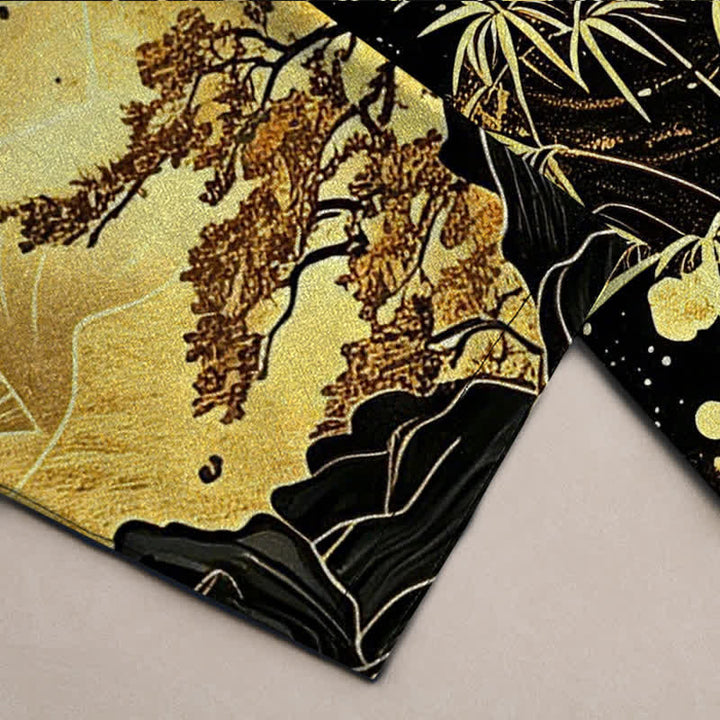 Buddha Stones Cotton Golden Moon Bamboo Pattern Men's Tapered Pants With Pockets - image 3