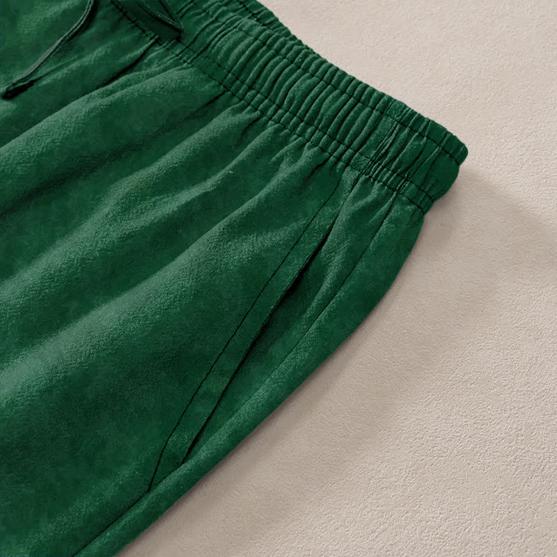 Buddha Stones Cotton Ink Bamboo Sun Pattern Men's Tapered Pants With Pockets - image 2