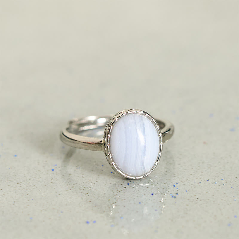 Buddha Stones Natural Blue Lace Agate Round Balance Ring - image 6