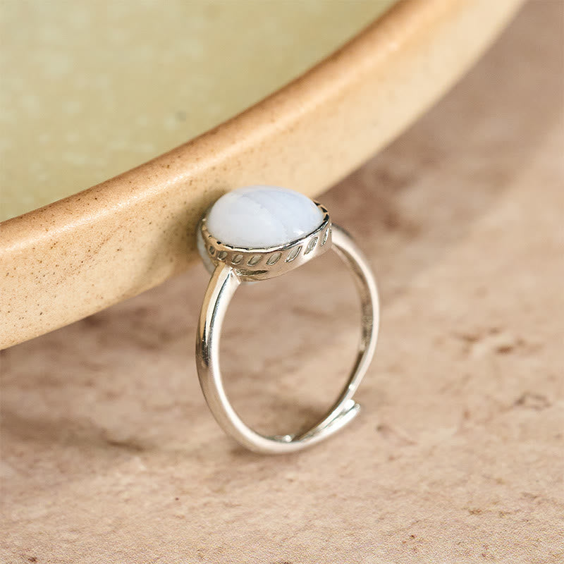 Buddha Stones Natural Blue Lace Agate Round Balance Ring - image 4