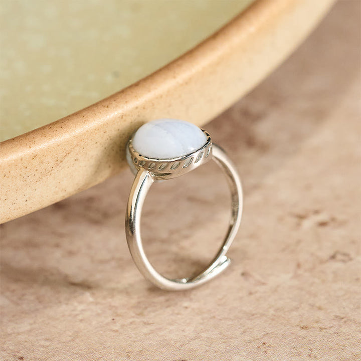 Buddha Stones Natural Blue Lace Agate Round Balance Ring - image 4