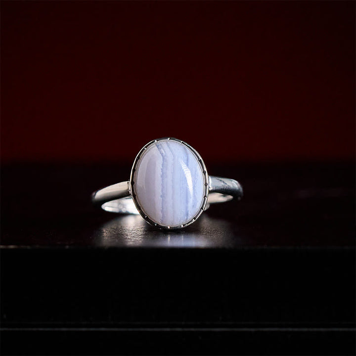 Buddha Stones Natural Blue Lace Agate Round Balance Ring - image 1