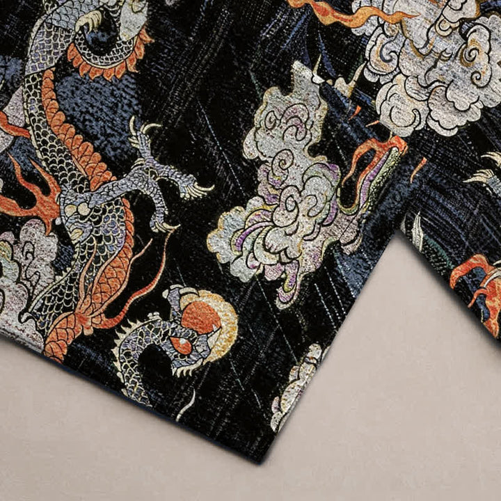 Buddha Stones Cotton Dragon Cloud Pattern Men's Tapered Pants With Pockets - image 2