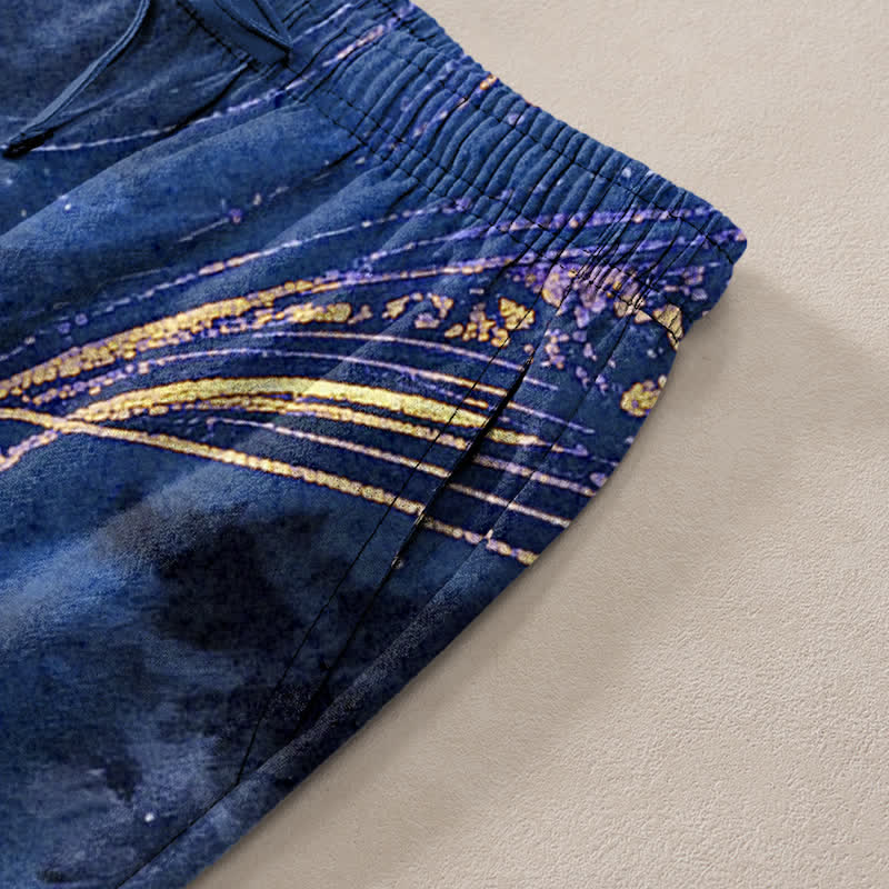 Buddha Stones Cotton Floral Starlight Pattern Men's Tapered Pants With Pockets - image 3