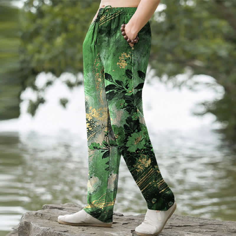 Buddha Stones Cotton Floral Starlight Pattern Men's Tapered Pants With Pockets - image 5
