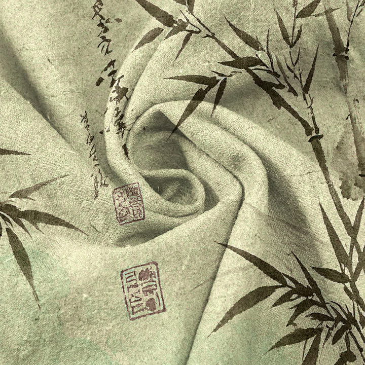 Buddha Stones Cotton Ink Bamboo Leaf Pattern Men's Tapered Pants With Pockets - image 7