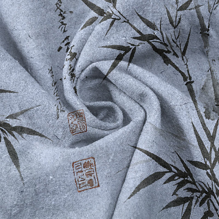 Buddha Stones Cotton Ink Bamboo Leaf Pattern Men's Tapered Pants With Pockets - image 11