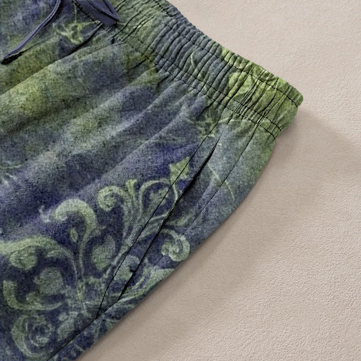 Buddha Stones Cotton Vintage Baroque Pattern Men's Tapered Pants With Pockets - image 7
